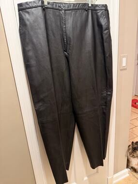 Vintage 90s Edgy Chic Jon Lawrence LTD Black Leather Plus Size Pants Goth Sz28